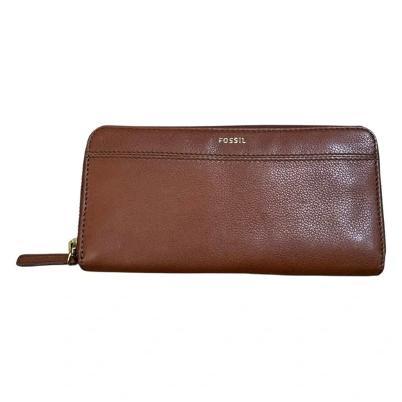 Fossil Bags Fossil Tiegan Clutch Leather Medium Brown Wallet